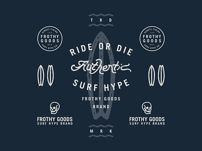 Frothy Goods Comps authentic badge blue brand hype logo skull surf