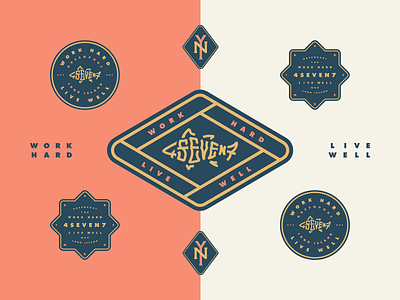 4SEVEN7 badges badges branding fish logo monogram ny