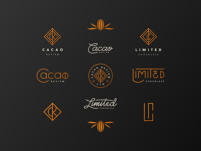 Cacao Review Brand and Elements badge bean brand branding c cacao chocolate logo marks monogram r