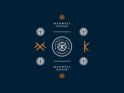 Maxwell Kavan Branding badge blue brand branding icon k logo m monogram orange