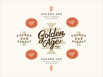 Golden Age Supply Co Branding aztec badge branding branding and identity brown golden orange script typography western