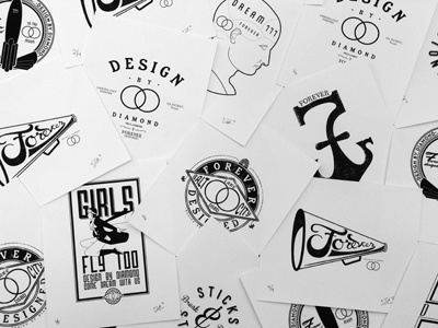 Collage of prints blackandwhite brand collage designbydiamond logo prints