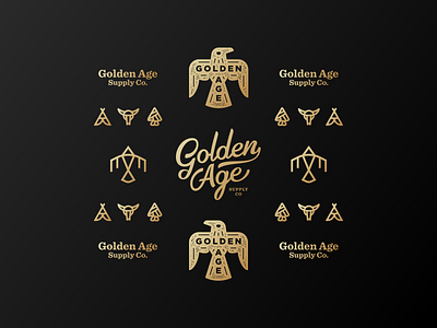 Golden Age Co Brand Elements bird brand branding eagle gold icon leather lettering logodesign mark script supply typography