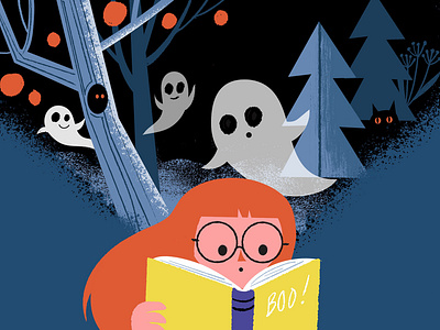 Ghost Story boo character digital illustration ghost stories halloween illustration reading spooky