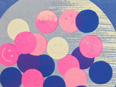 Flavor of the day blue bubblegum faces illustration moods neon neon pink riso print risograph risoprint