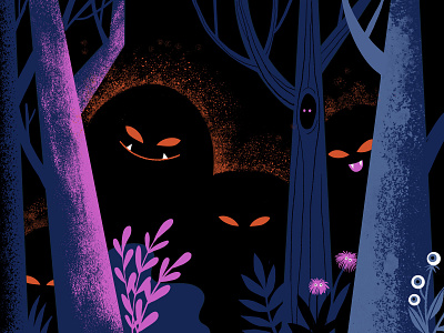 All Eyes creatures digital illustration eyes forest halloween illustration monsters peculiar scary spooky suspicious teeth
