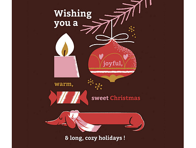 Wishes Card card design christmas card dachshund digital illustration greetings card illustration wishes xmas