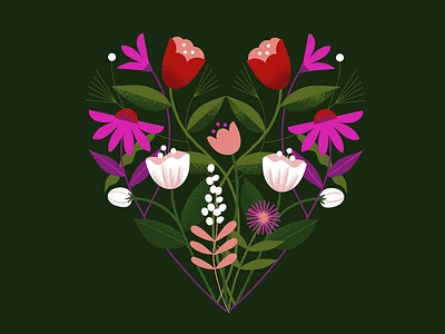 Floral Heart bloom digital illustration floral flowers heart herbs illustration plants symmetry valentines day