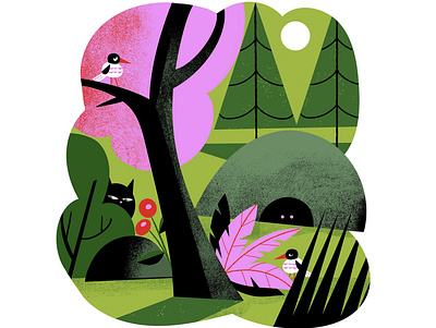 Beware the nature candy colors digital illustration forest illustration landscape nature odd creatures ogling eyes suspicious