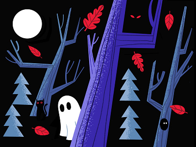 People are spooky black cat digital illustration forest ghost halloween haunting illust illustration people are spooky shy spooky
