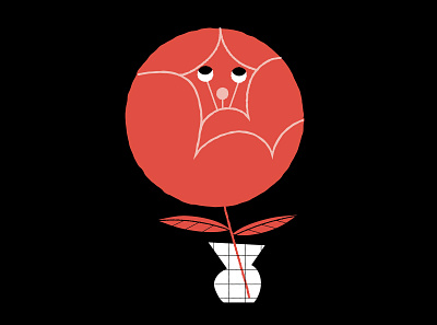 Too big for this pot character digital illustration flower grumpy illustration red flower