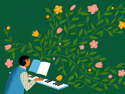 On Music and Beyond creating digital illustration editorial illustration floral illustration music music maker piano