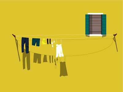 Clothes - line clothes illustration laundry line rope wall window