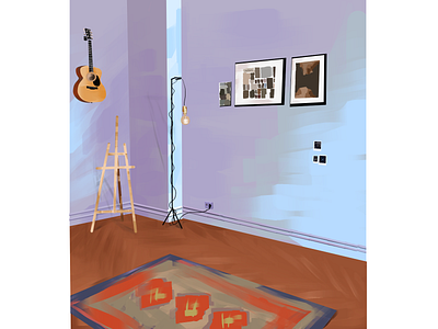 Room 1 art carpet digital art guitar illustration light molbert pictures room