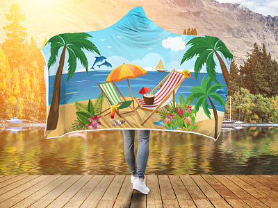 beach custom blanket design blanket blanket design branding custom blanket custom blanket design custom design drawing graphic design illustration see beach vector