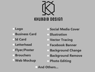 Khubaib Design adobe illustrator brand design branding business card design design id card design illustration logo photoshop vector