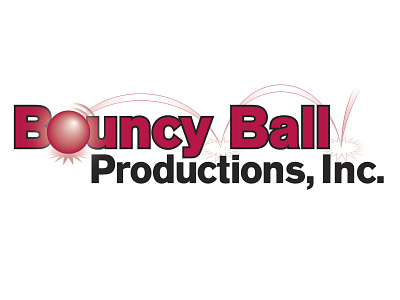 Bouncy Ball Productions, Inc. - logo design art direction ball bold logo bounce branding cartoon graphic design identity design illustration logo logo design moon bounce business motion party rental business red splat vector