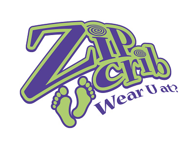 Zip Crib - jewelry store identity logo art direction brand identity crib foot graphic design green hang ten identity design jewelry jewelry store logo purple retro logo spiral teen tween vector zip