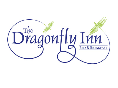 The Dragonfly Inn - Bed and breakfast logo art direction bed bed and breakfast brand identity breakfast bug dragonfly fly graphic design identity design insect lime green logo purple swash vector wings