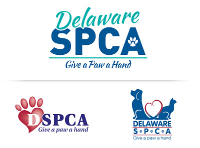 Delaware SPCA - logo design animal animal shelter art direction blue brand identity cat delaware dog graphic design heart logo design love paw pets rebranding spca teal tom owen