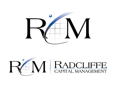 Radcliffe Capital Management - Identity logo design abstract art direction blue branding capital curve financial services graph grid identity design investing logo money profit profits stocks vector