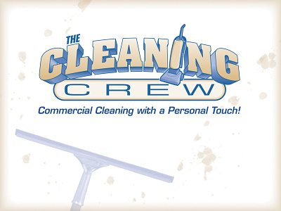 The Cleaning Crew - Logo design blue clean cleaning company cleaning logo dirt dirty graphic design identity design logo logo design squeegee tan vacuum cleaner vector