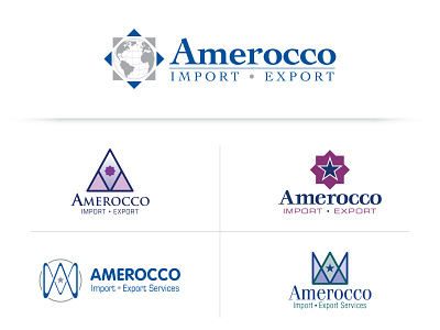 Amerocco Logo - Import/Export company art direction compass export globe graphic design identity design import khatim logo logo design morocco purple star trade