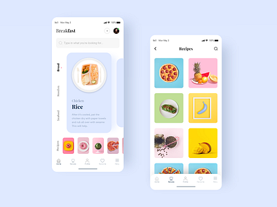 Breakfast Shopping Mobile App 2020 trend branding breakfast clean creative ecommerce shop ecommercedesign food innovation minimal mobile app online shop online shopping product recipes shop shopping shopping cart store app typogaphy