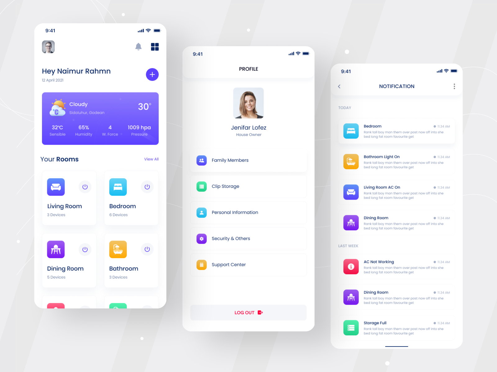 Smart Home Mobile App by Naimur Rahman on Dribbble