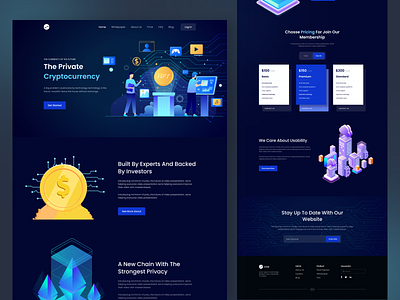 Cryptocurrency Landing Page 3d design bitcoin bitcoin website crypto crypto wallet crypto website cryptocurrency cryptocurrency app investment website landing page landingpage mining stock trading ui uiux ux web design webdesign website