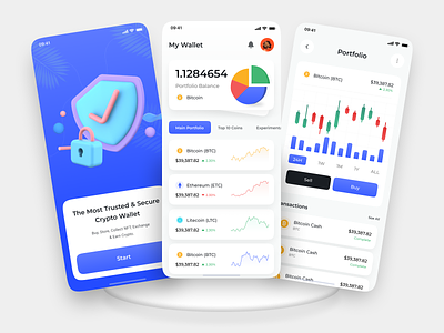 Crypto Wallet - Mobile Application app apps bitcoin blockchain chart coin creative crypto cryptocurrency etheureum interface light marketcap nft nfts product design trading ui ux wallet