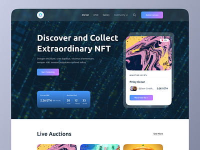 NFT Marketplace Website app app design application auction blockchain collectibles crypto cryptocurrency digital items interface minimal mobile ui nft nft marketplace nfts store token ui user interface ux