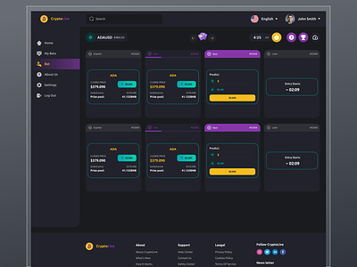 Crypto Betting Platform bet bets betting betting app blockchain bookmaker creative crypto cryptocurrency dashboard gambling gaming interface political rondesign sport ui ux web design webdesign