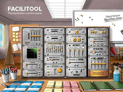 Facilitool: The facilitation control panel educational facilitation illustration interface interface design interfacedesign modular poster poster art poster design user interface visualisation workshop