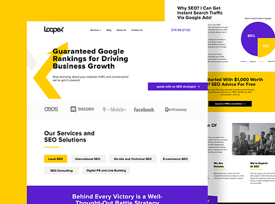 Loopex Digital SEO Agency agency branding homepage loop marketing purple seo ui web website yellow