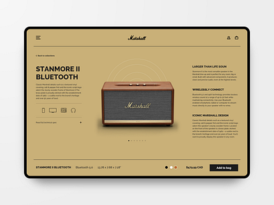 Marshall Speaker Web Dribbble clean ecommerce ecommerce design minimal product design product page shop store typogaphy ui ux web shop web store