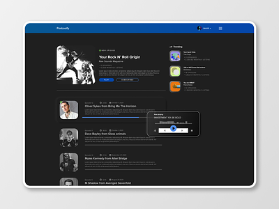 Podcast Web App Concept dark ui minimal music app music player podcast podcast app product design streaming app ui uiux design ux web design