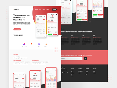 FinTech Trading Service - landing page concept crypto crypto exchange crypto wallet cryptocurrency finance app fintech fintech app landing design landing page mobile ui product design trading app trading platform ui ui design web design web landing page webdesign