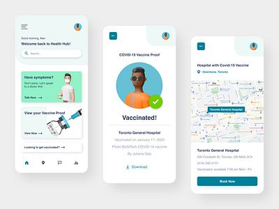 COVID-19 - Vaccine Proof & Health Support App clinic coronavirus covid 19 covid 19 covid19 health app healthcare healthcare app hospital hospital app medical medical app mobile app mobile app design mobile design mobile ui ui ui ux vaccine
