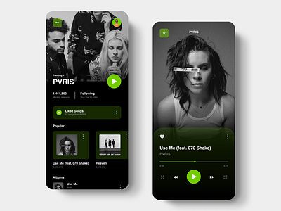 Music Streaming App Concept dark app dark mode dark theme dark ui media player minimal mobile app mobile design mobile ui music app music player music player app music player ui music streaming playlist product design spotify ui