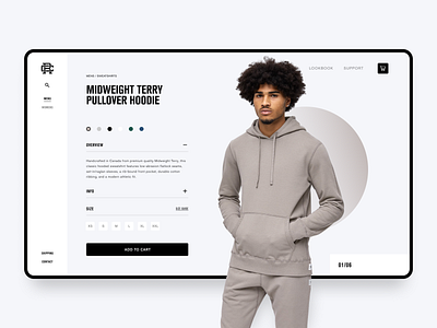 reigning champ online store - PDP exploration clean ui clothing dailyui dailyuichallenge e commerce ecommerce ecommerce shop hypebeast minimal online shop online store pdp product page shopping typogaphy ui ux web web store