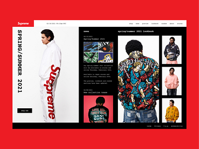 supreme web landing exploration clean dailyui dailyuichallenge fashion landing page design landingpage minimal minimalism product design streetwear supreme typogaphy ui ux web design