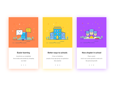 Welcome Slider app blue card color colorful design flat illustration line mobile orange ui