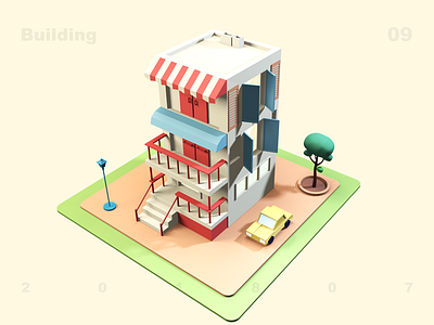 building blue building c4d design illustration web