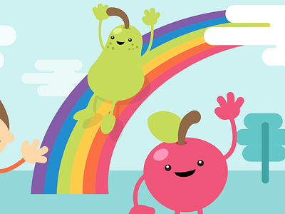 happyfruit cartoon character children cute food fruit happy illustration kawaii rainbow vector