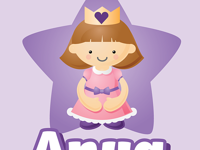 Princess cartoon character cute girl girly illustration kawaii pink princess purple vector