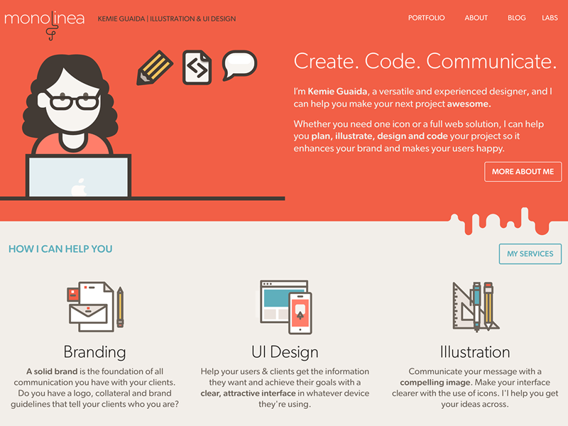 Monolinea portfolio site illustration flat webdesign personal portfolio site
