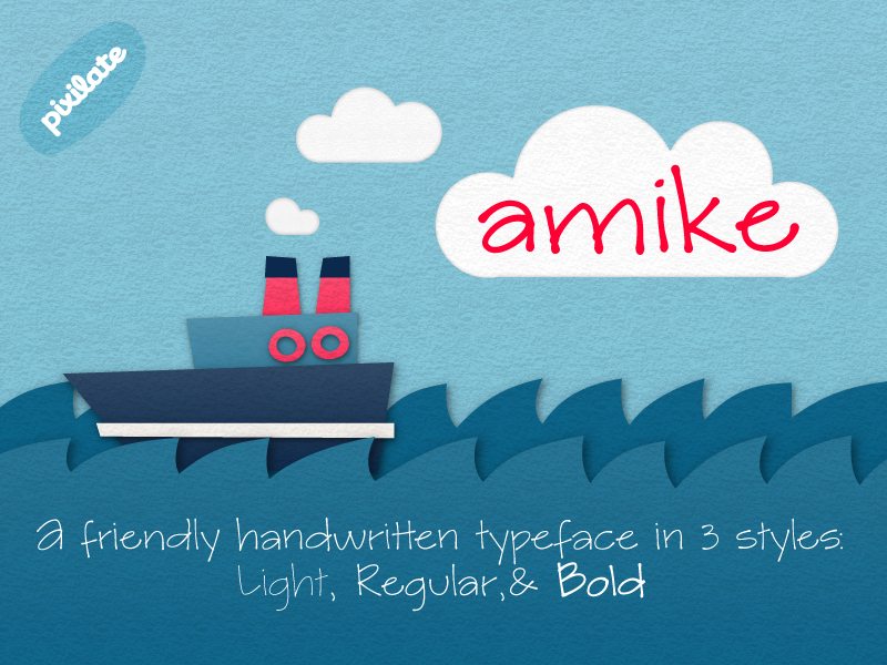 Amike handwriting font cutout boat paper friendly type design typeface handwriting font