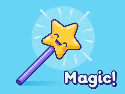 Magic! cute illustration kawaii magic magic wand star vector