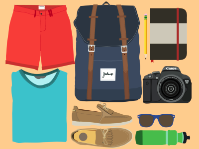 Summer Essentials bag camera canon fashion glasses pencil satchel shoes shorts summer t shirt water bottle